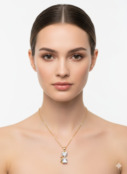 Elegant Dual Diamond Pendant Necklace