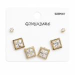 Luxury Square Crystal Stud Earrings Set