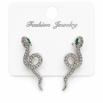 Silver Plated Statement Studs with Green Stone
