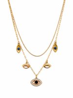 Gold Plated Evil Eye Layered Pendant Necklace for Women - Image 3