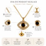 Gold Plated Evil Eye Layered Pendant Necklace for Women - Image 4
