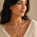 Gold Plated Evil Eye Layered Pendant Necklace for Women