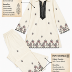 Women Off White Floral Embroidered Kurti with Farshi Salwar Set
