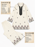 Women Off White Floral Embroidered Kurti with Farshi Salwar Set
