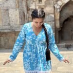 Sky Bloom Printed Cotton Peplum Top for Women - Image 4