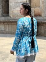Sky Bloom Printed Cotton Peplum Top for Women - Image 2