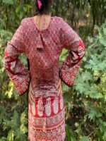 Mevastra Red Ajrakh Print Bell Sleeve Kurti - Image 4