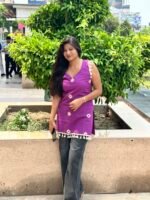 MeVastra Women's Purple Sleeveless Tassel Kurti - Image 5