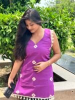 MeVastra Women's Purple Sleeveless Tassel Kurti - Image 3