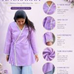 Women's Purple Angrakha Style Top in Premium Tabe Silk Fabric