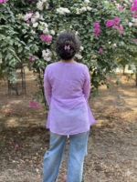 Women's Purple Angrakha Style Top in Premium Tabe Silk Fabric - Image 3